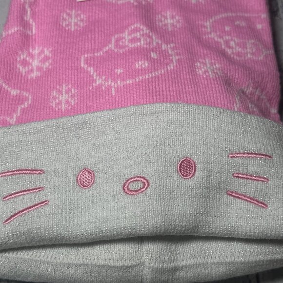 Hello Kitty Pink Face Snowflake Holiday Santa Hat NEW Adult One Size - Picture 3 of 7